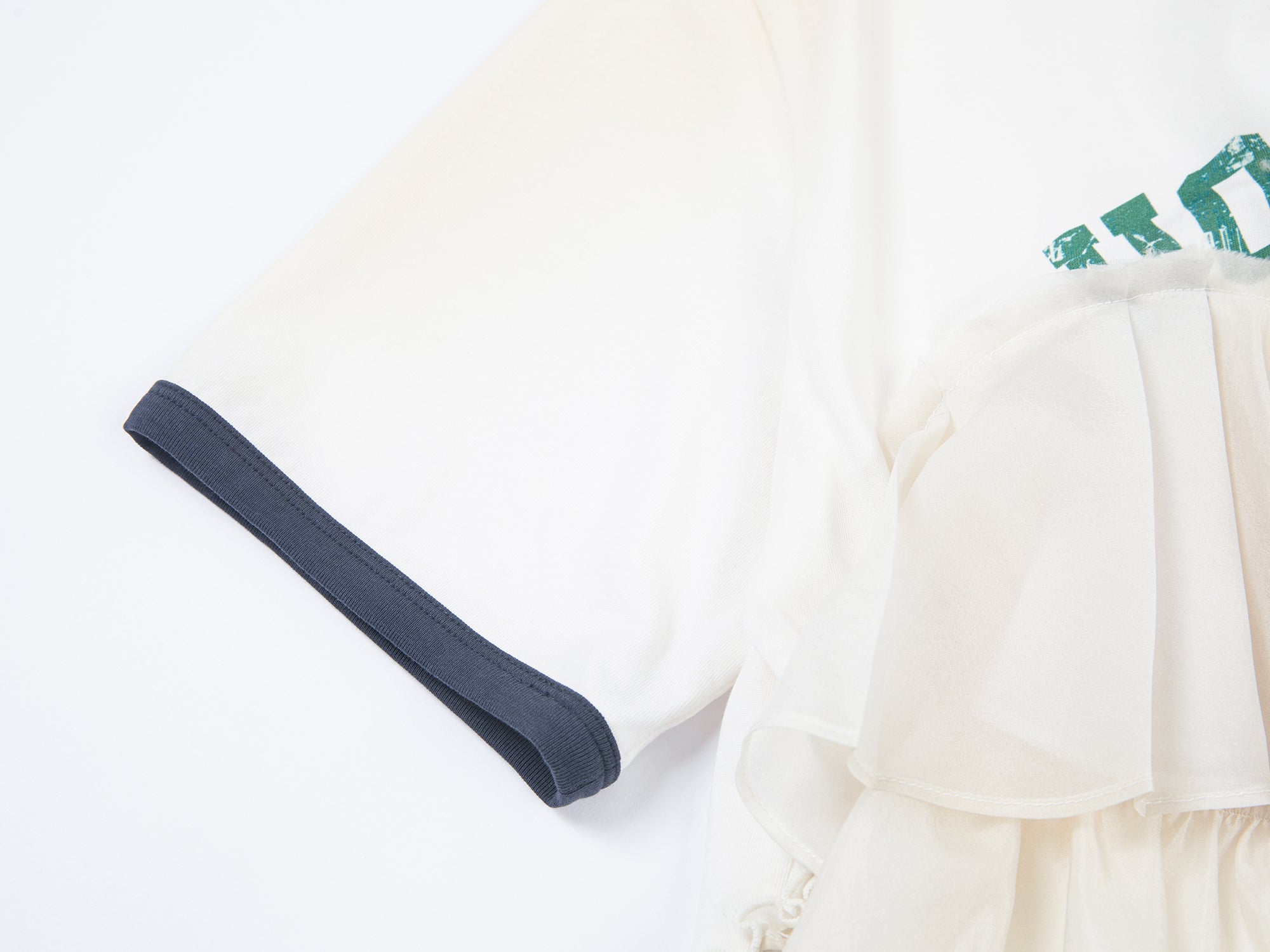 Ruffle-trim college pullover