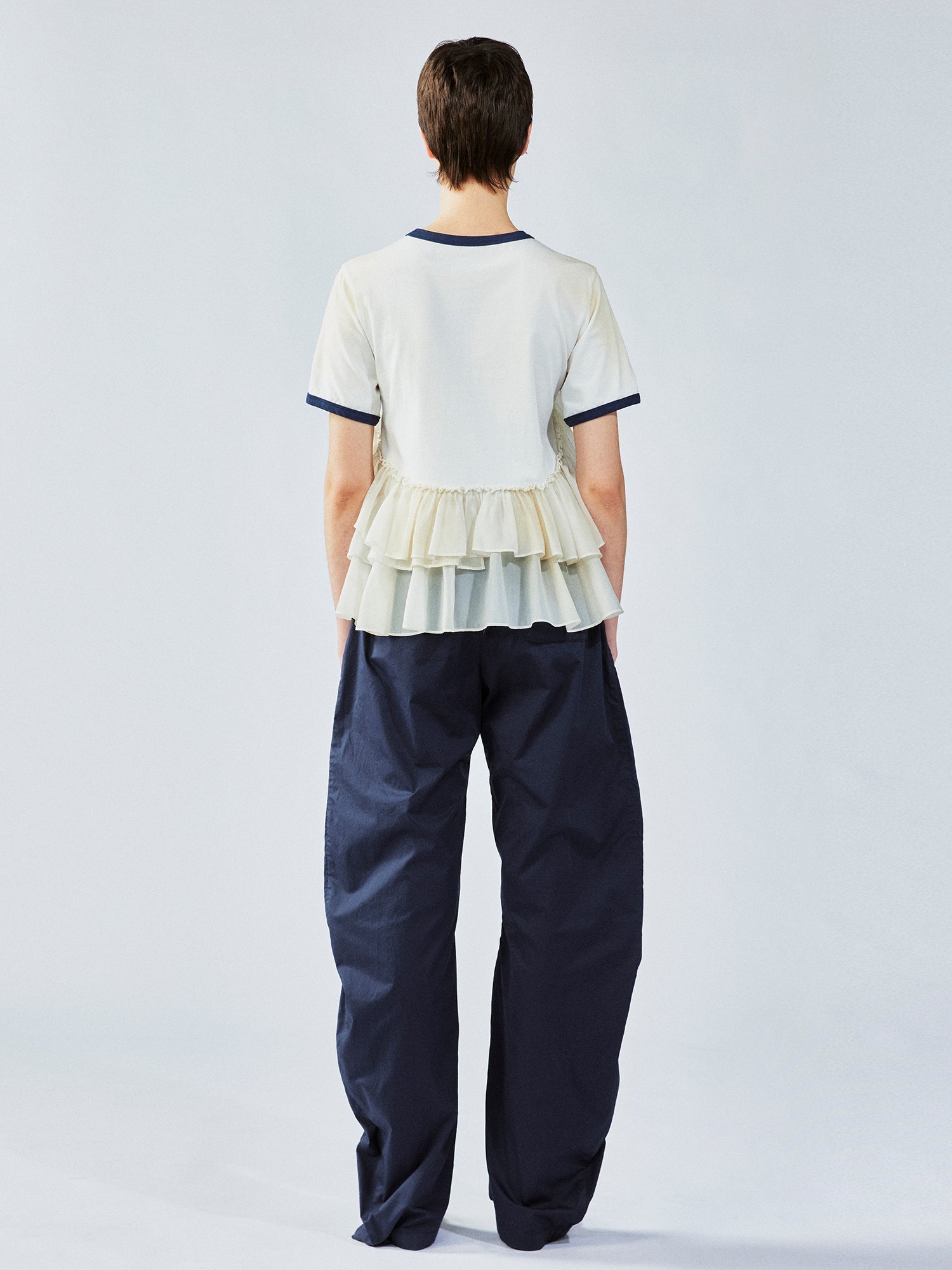 Ruffle-trim college pullover