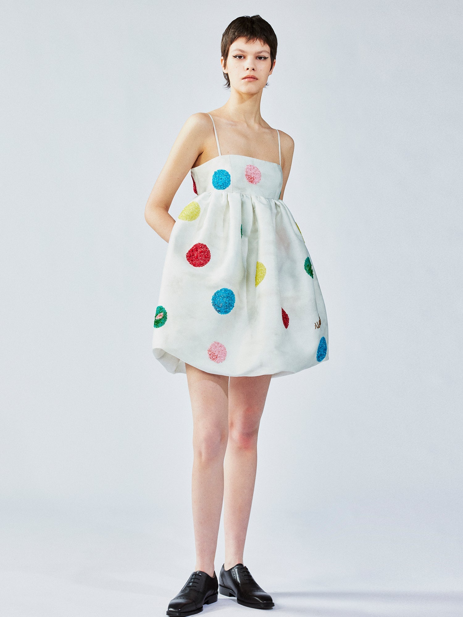 Oil-paint dot beaded dress