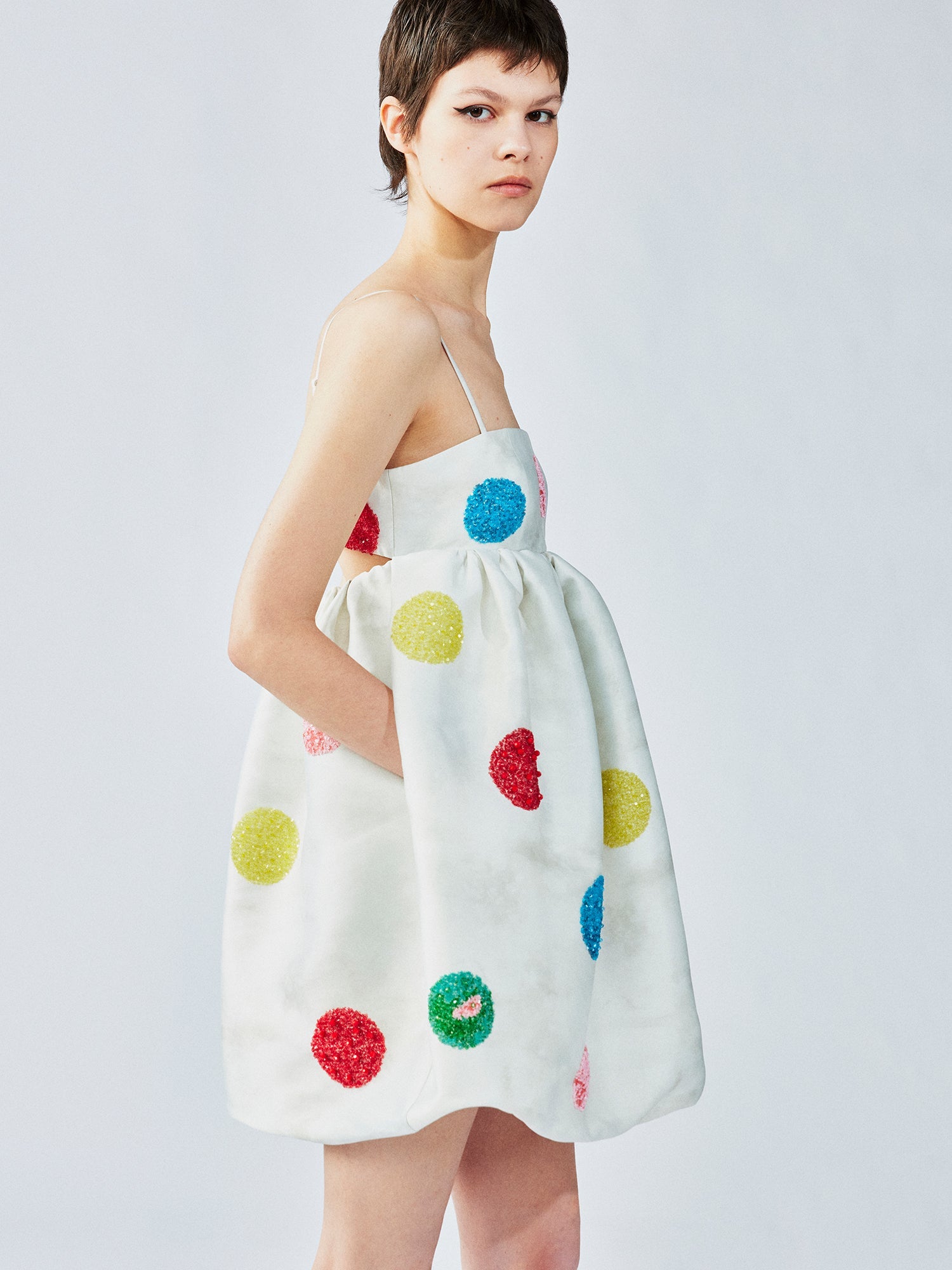 Oil-paint dot beaded dress