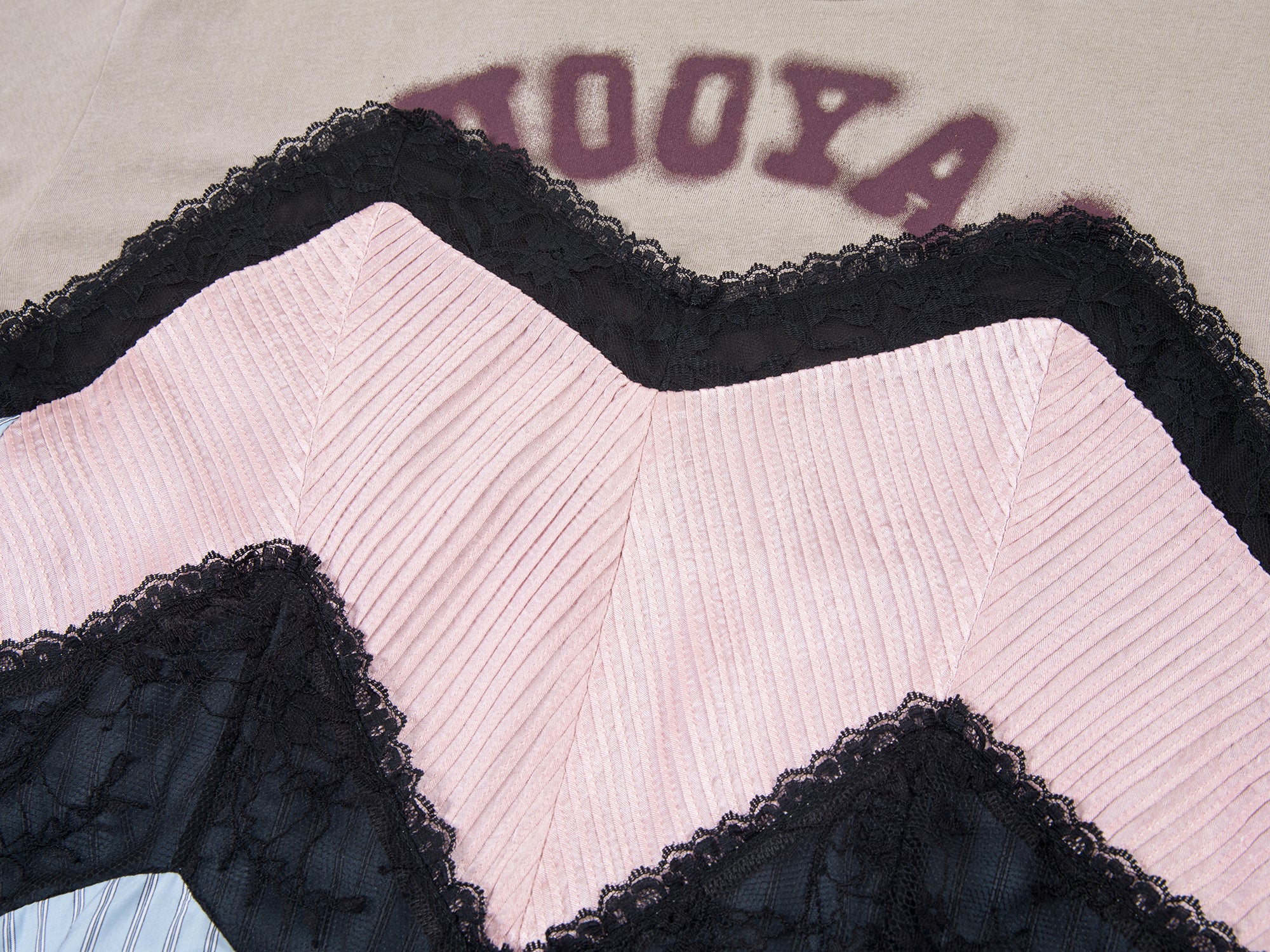 Patchwork cotton tee with lace dress