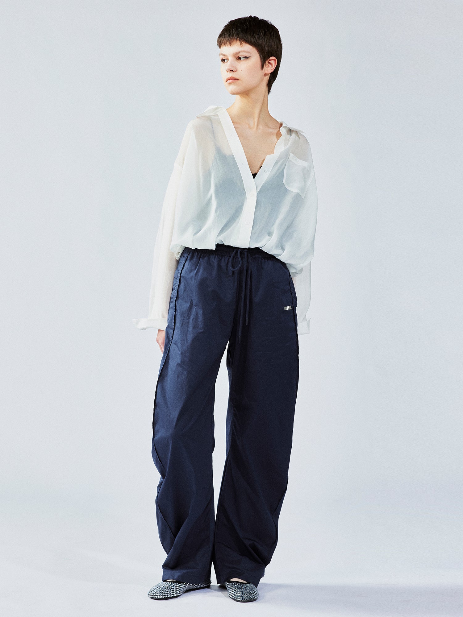 Retro blade cut barrel leg pants