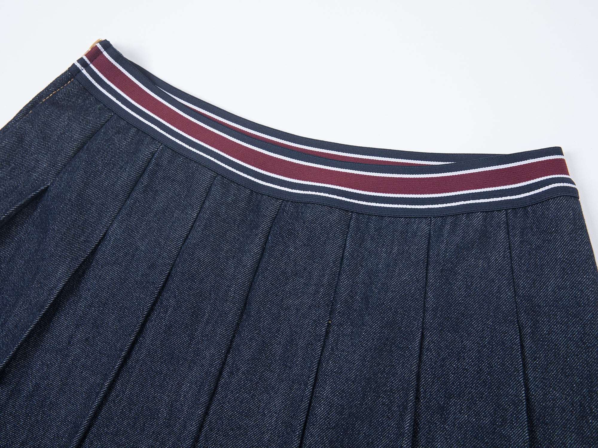 Pleated denim mini skirt