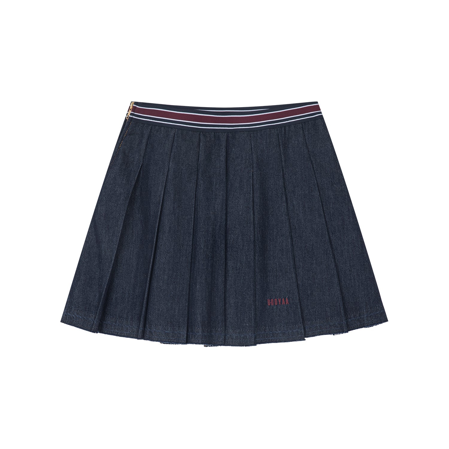 Pleated denim mini skirt