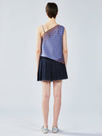 プリーツデニムミニスカート