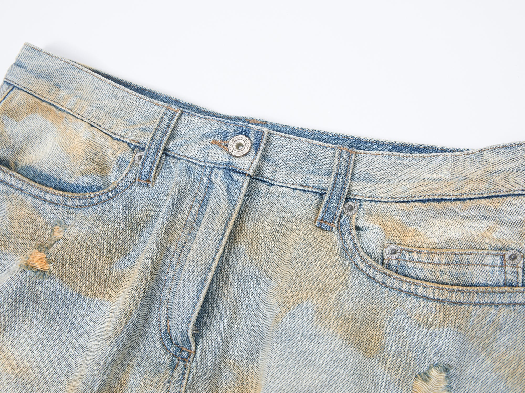 Pleated scarf denim skirt