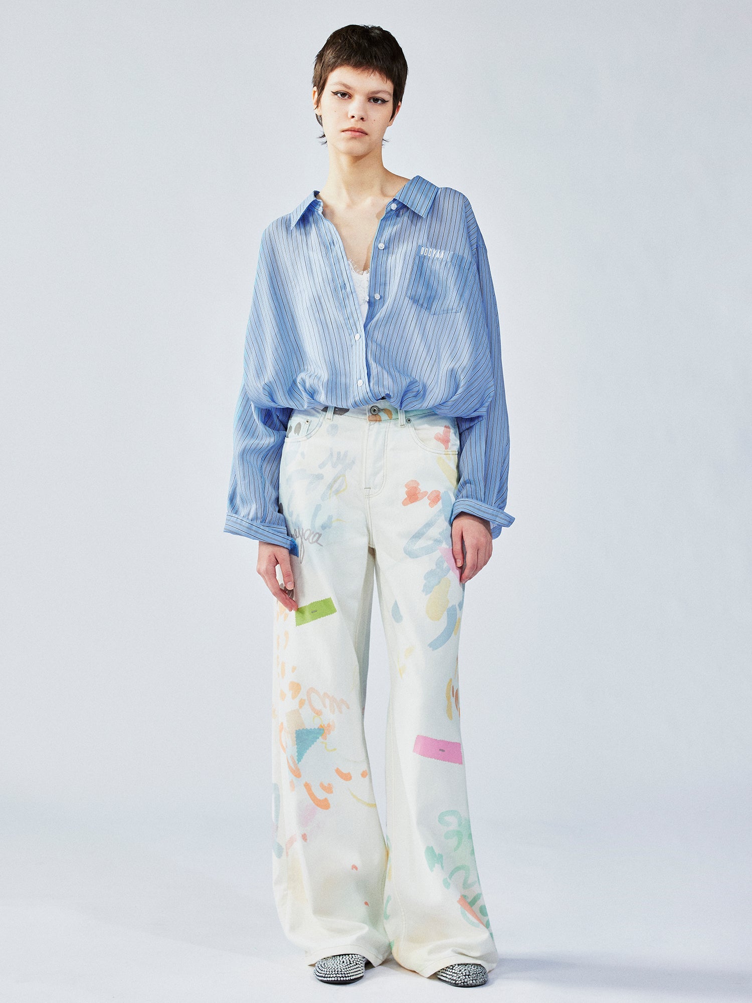 Graffiti straight-leg jeans