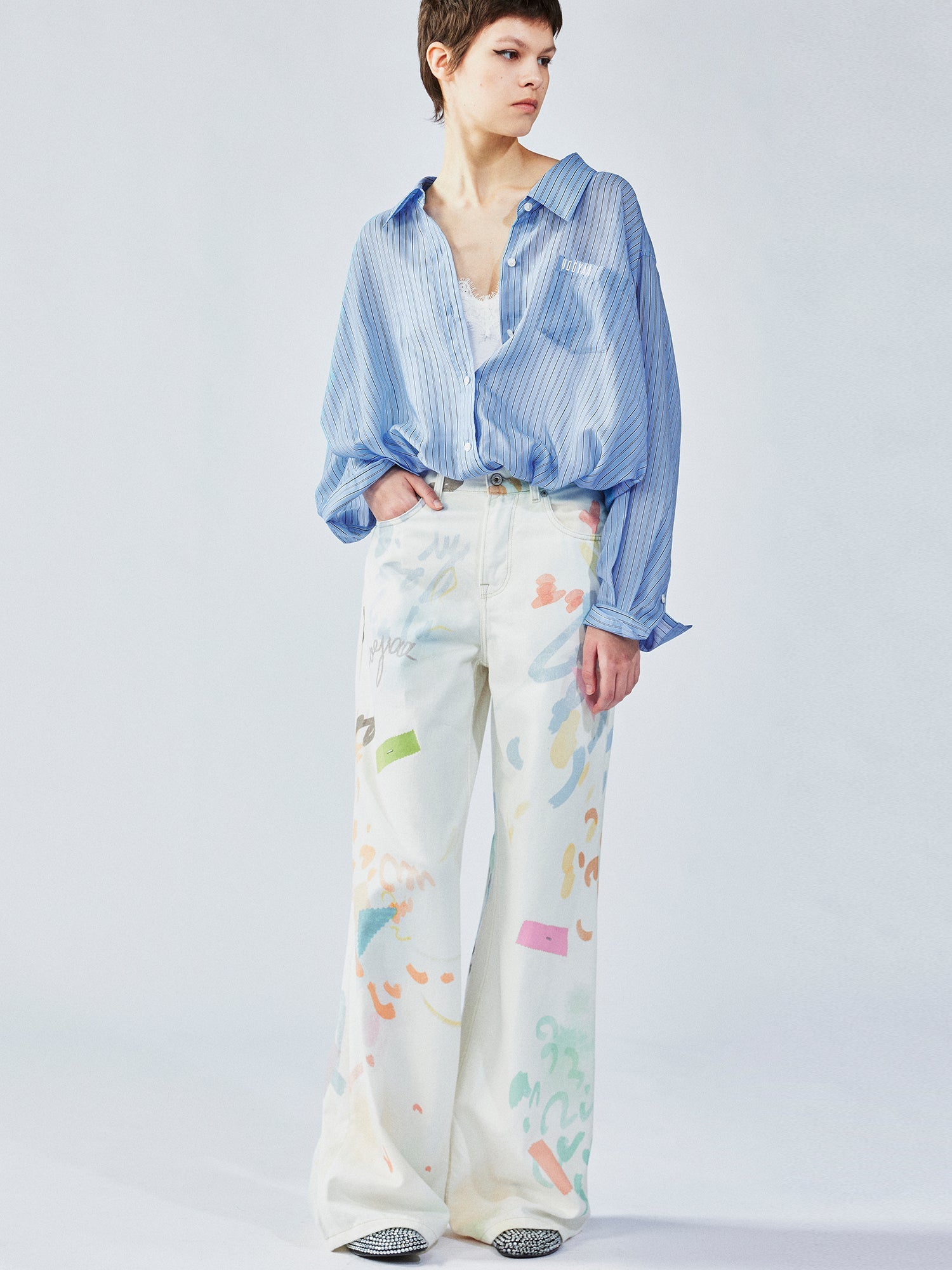 Graffiti straight-leg jeans