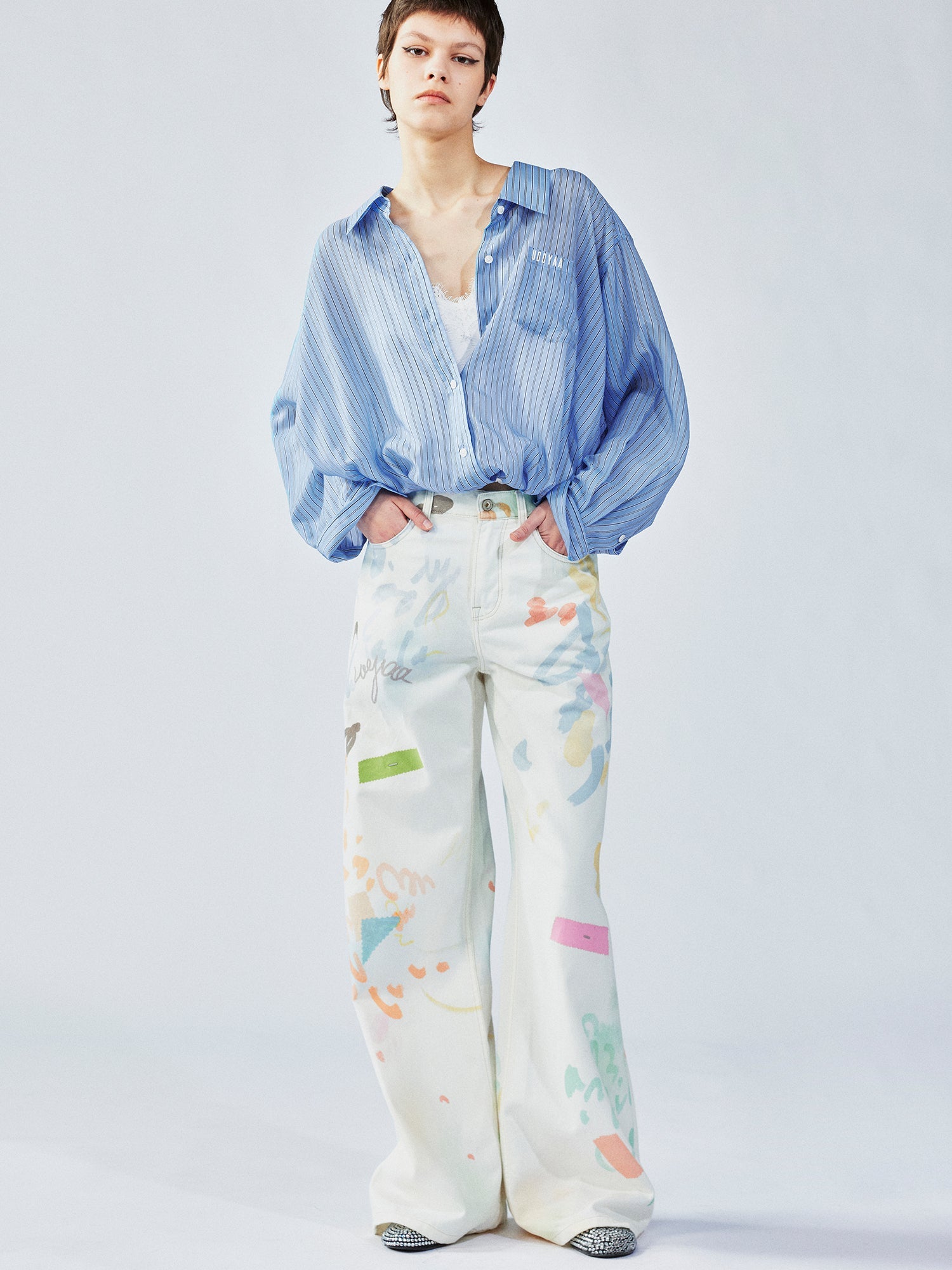 Graffiti straight-leg jeans