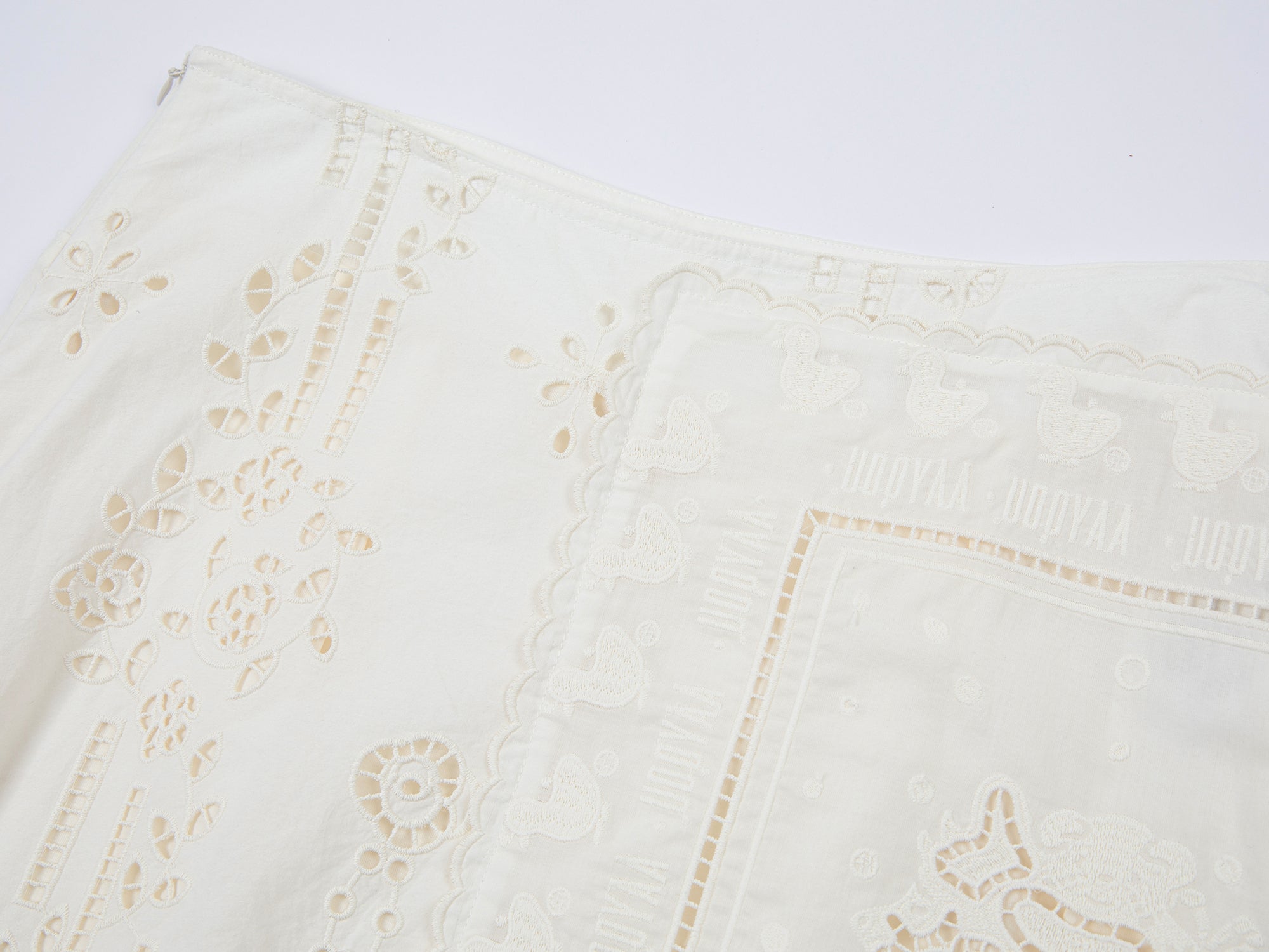 Cutwork embroidery patchwork skirt