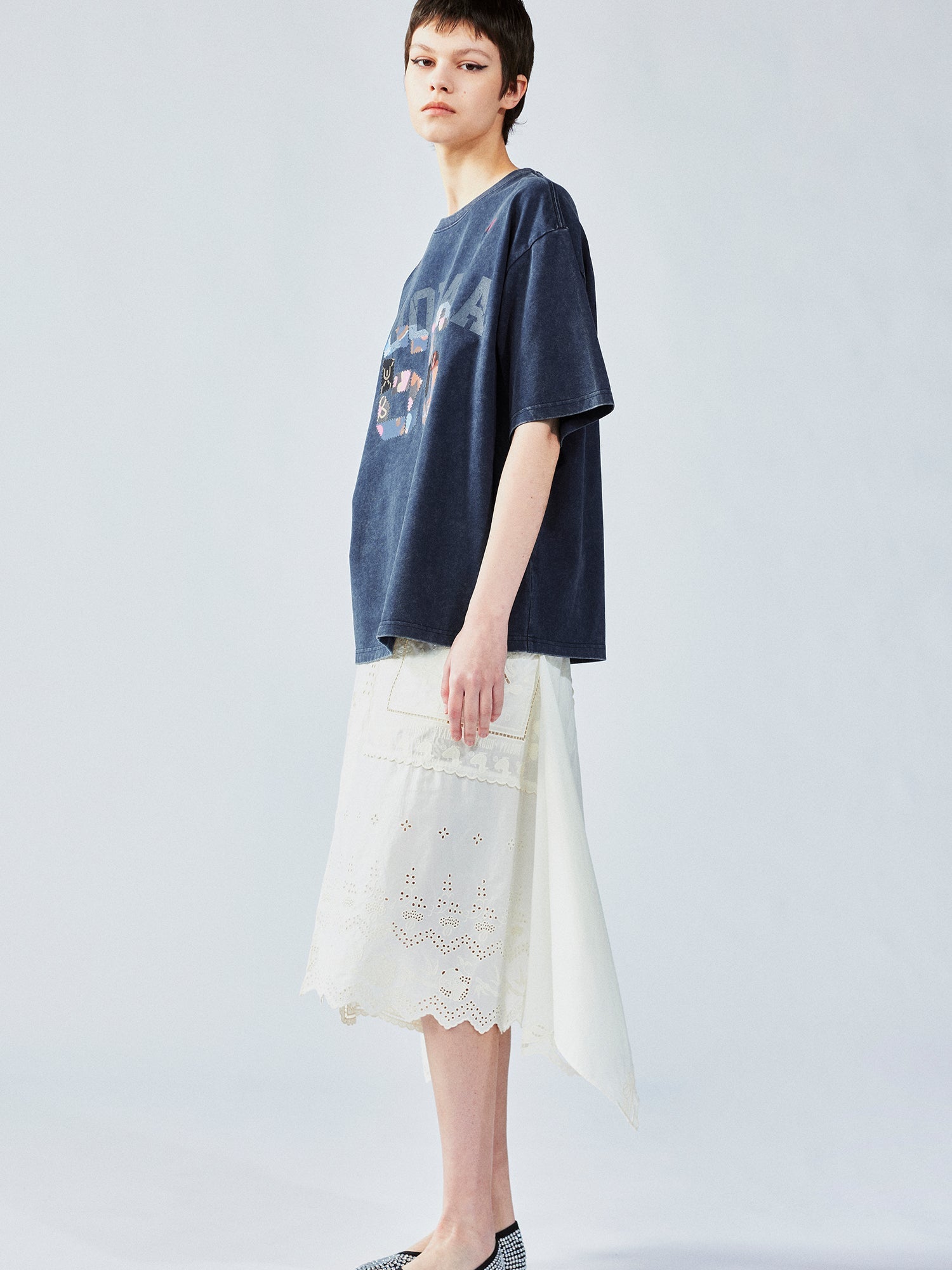 Cutwork embroidery patchwork skirt