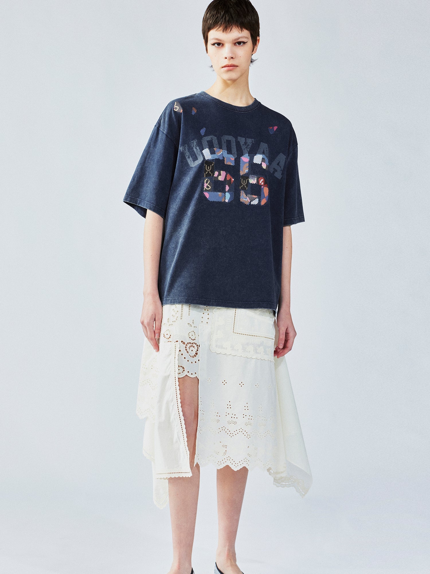 Cutwork embroidery patchwork skirt