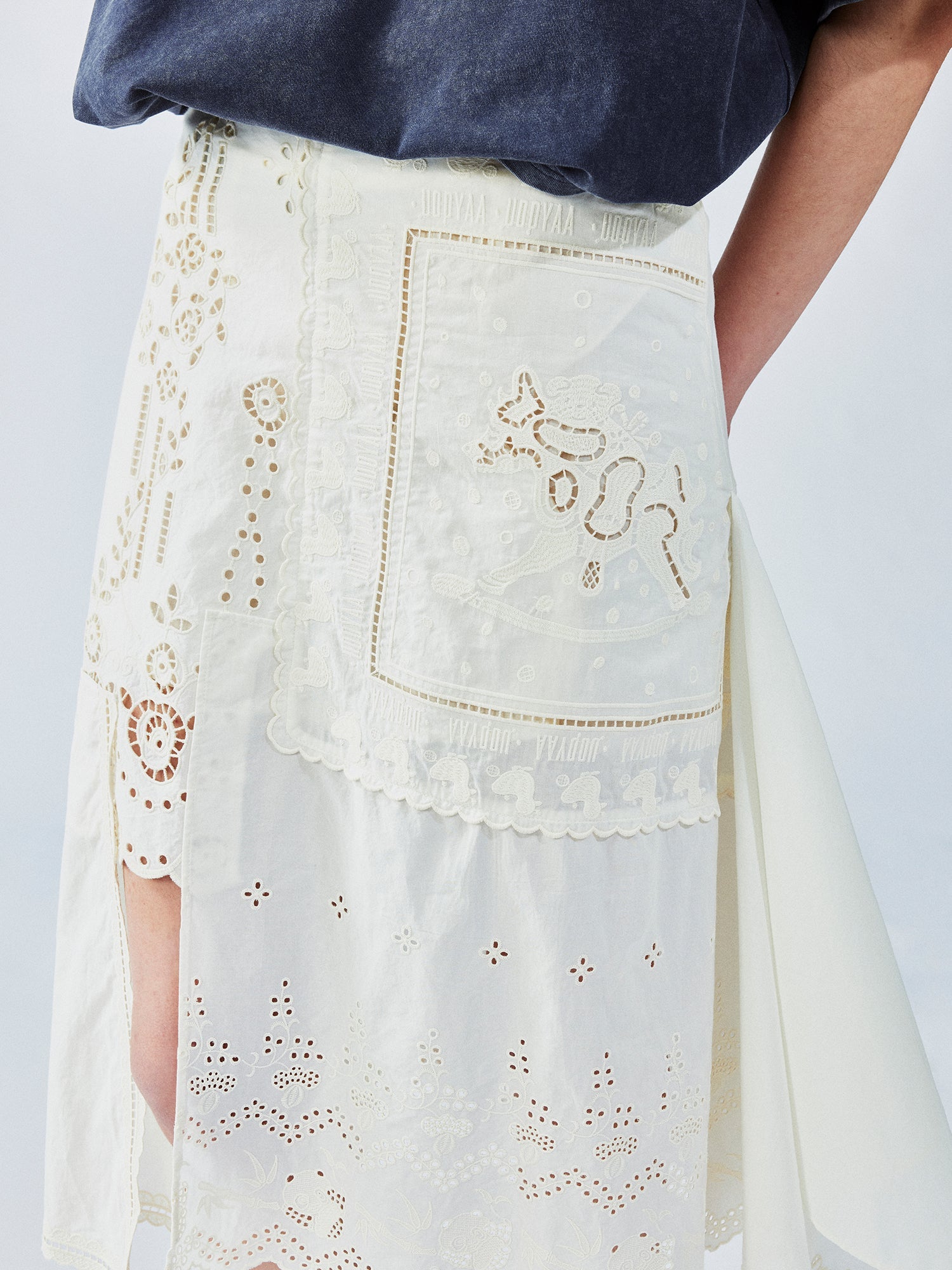 Cutwork embroidery patchwork skirt