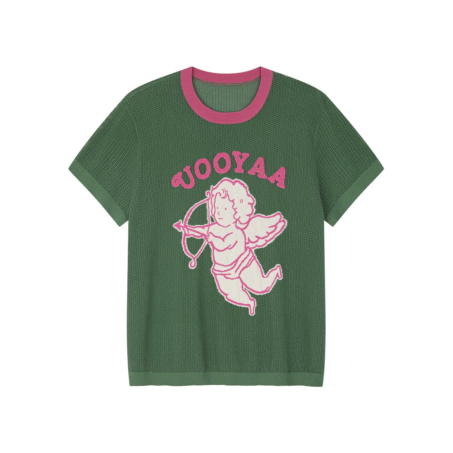 Love angel open-knit sweater tee