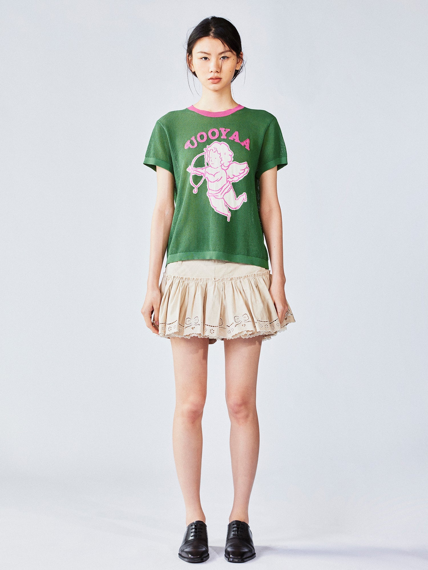 Love angel open-knit sweater tee