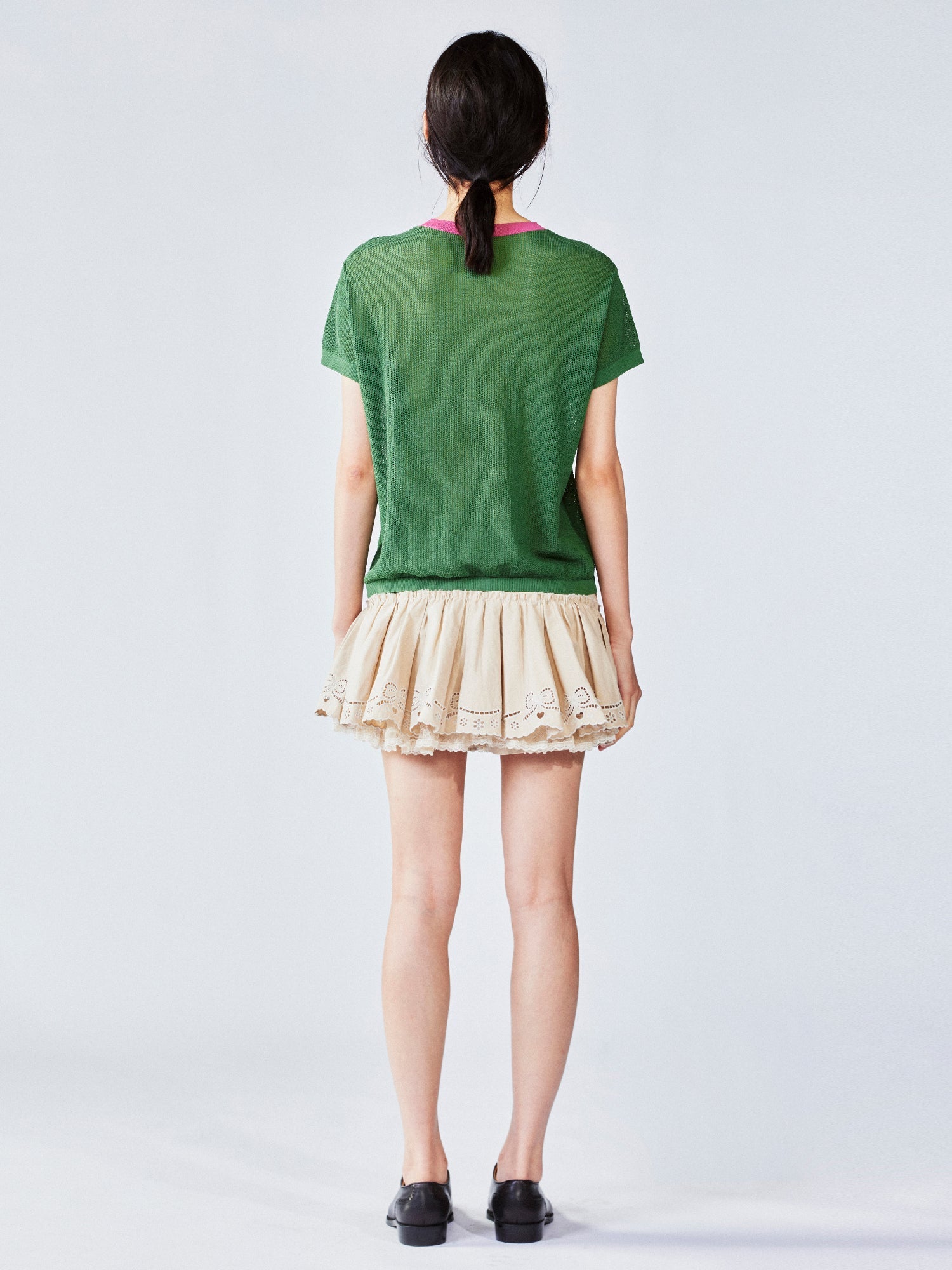 Love angel open-knit sweater tee