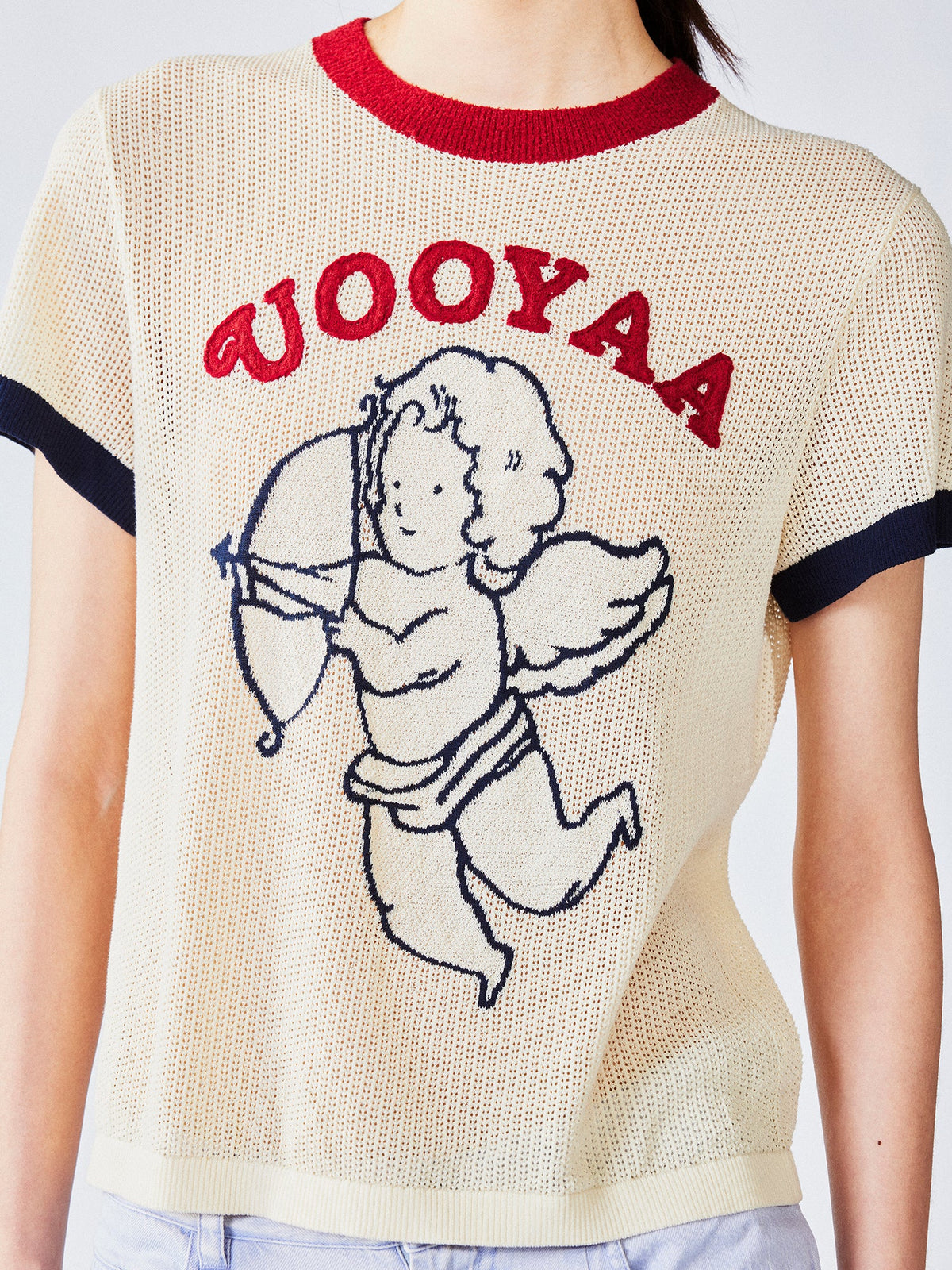 ラブエンジェルオープンニットセーターTシャツ