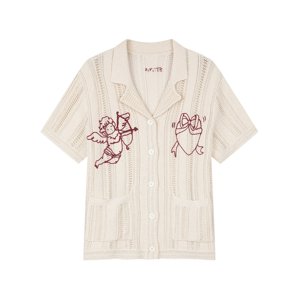 Love angel open-knit cardigan
