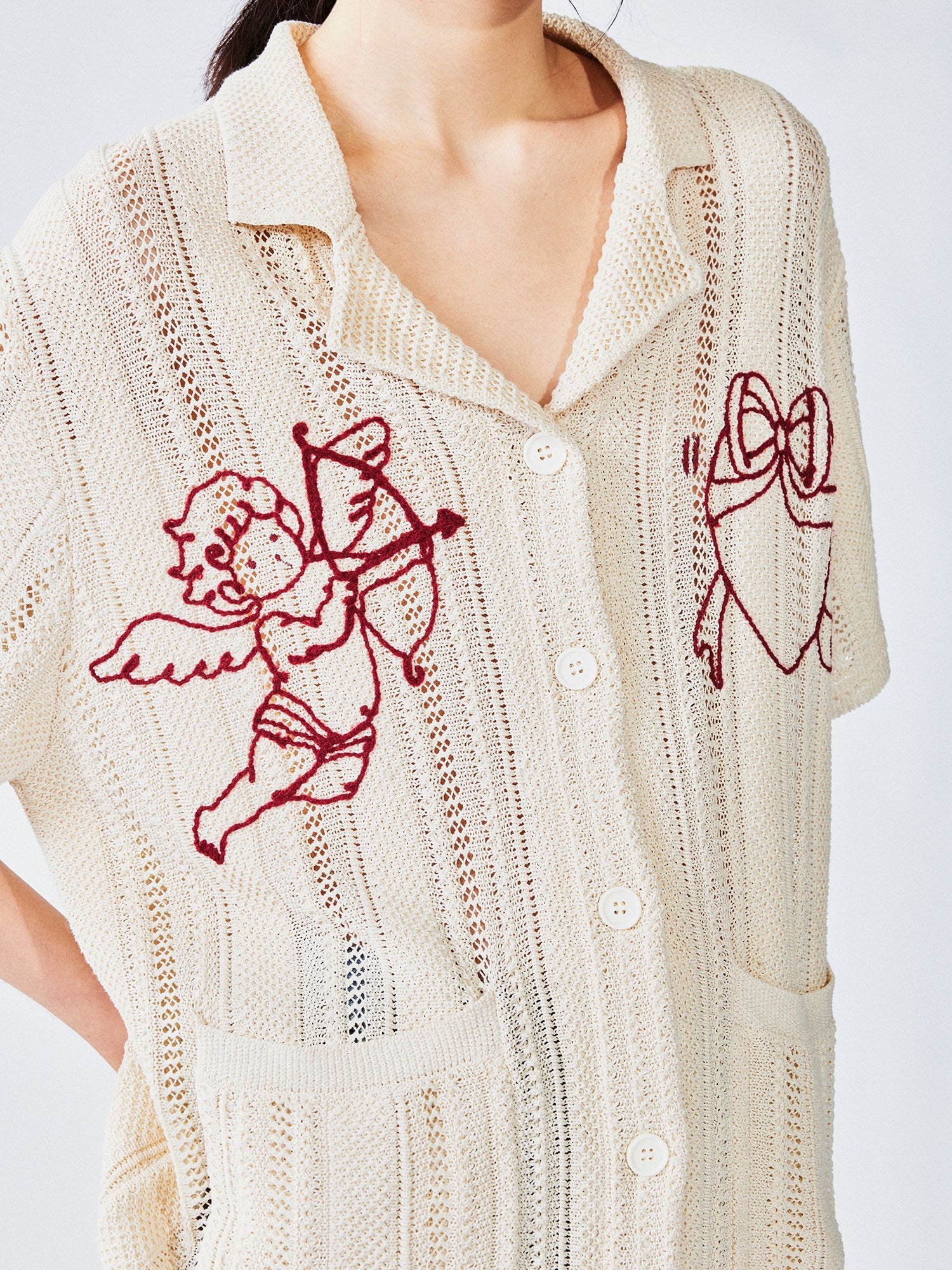 Love angel open-knit cardigan