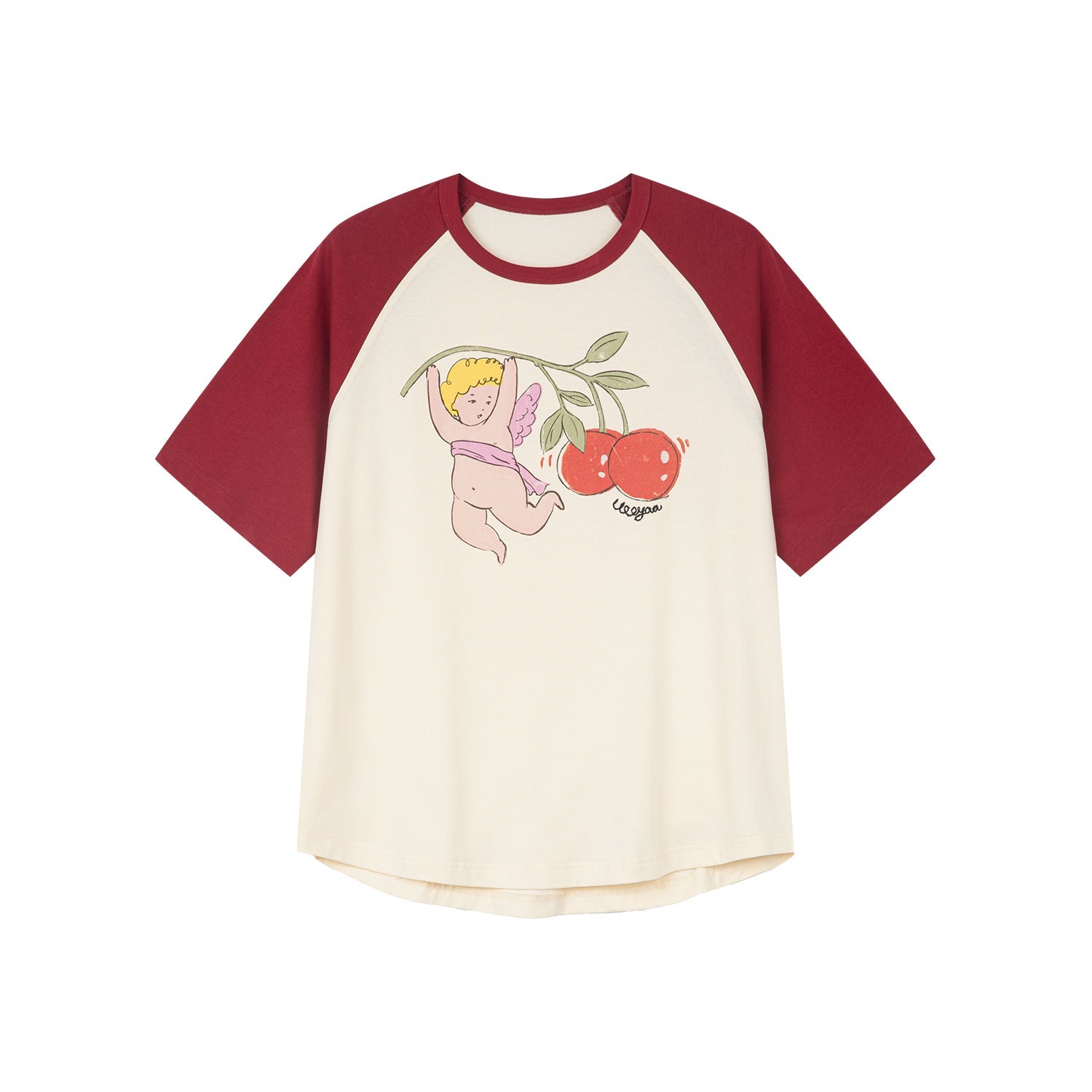 Cherry angel print raglan tee