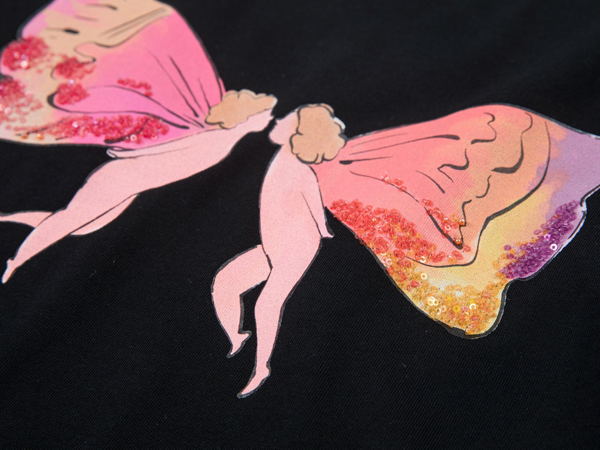 Little angel print bow tee