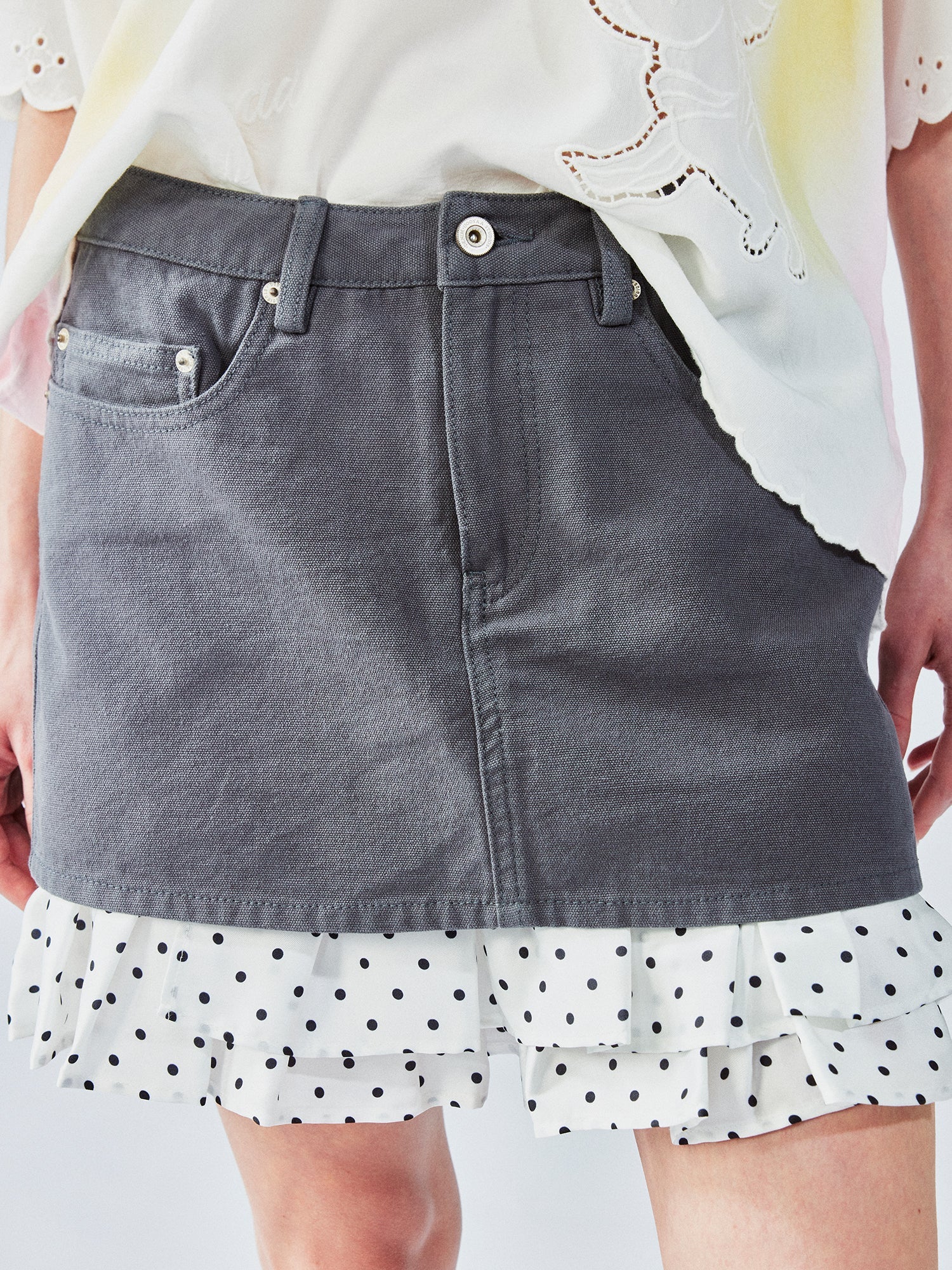 Two-in-one layered mini skirt