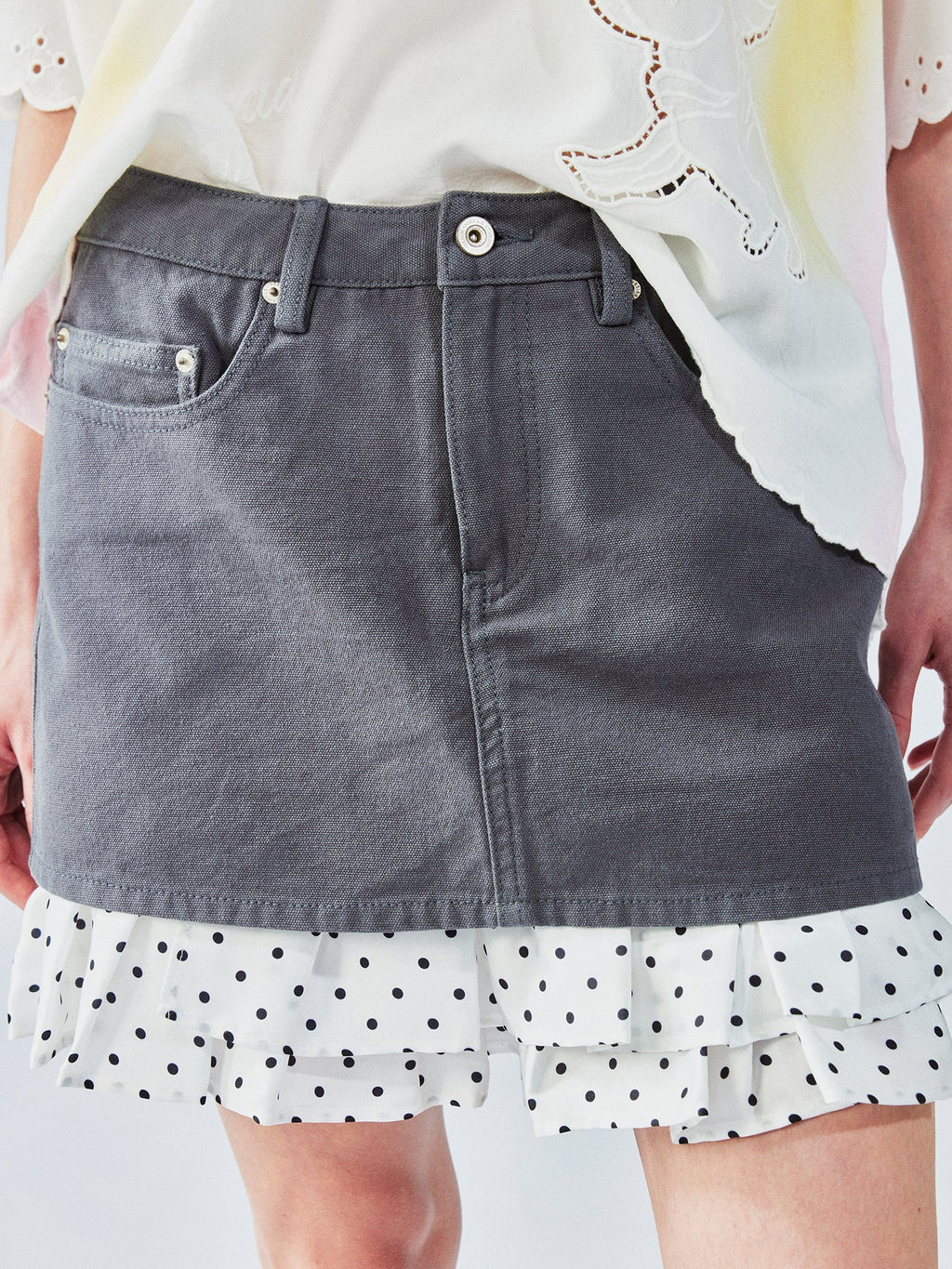 Two-in-one layered mini skirt