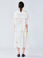 Openwork angel embroidery tencel denim skirt