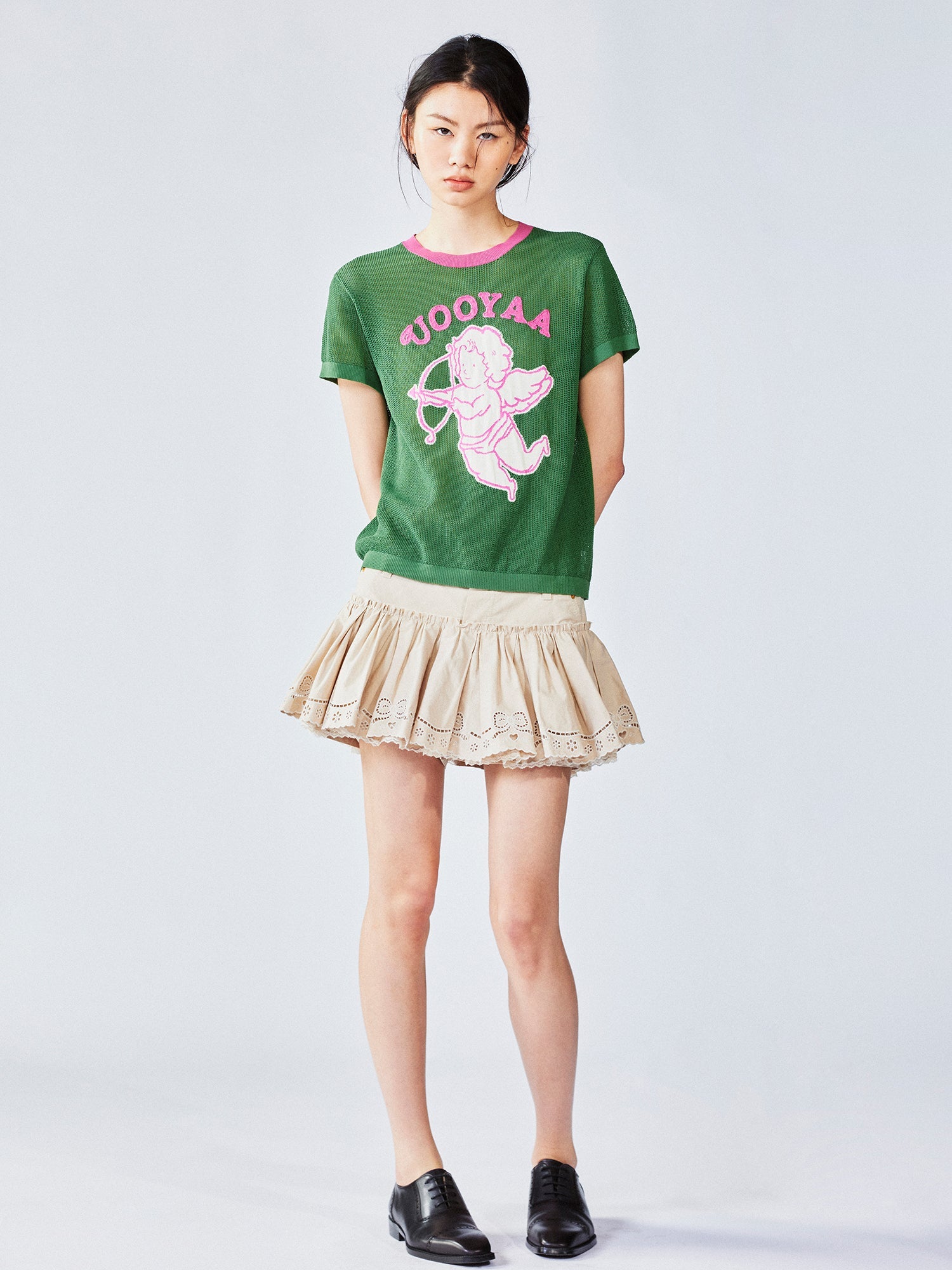 Hybrid pleated skort