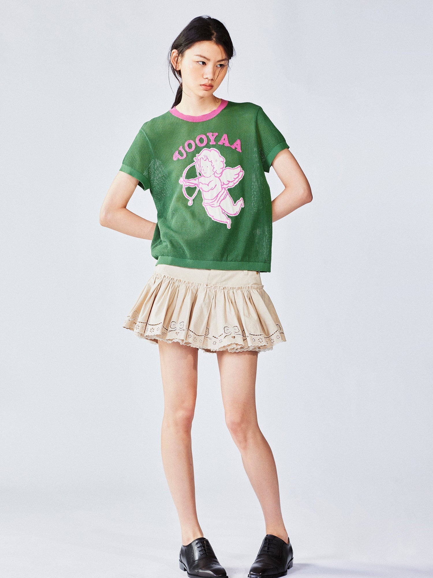 Hybrid pleated skort