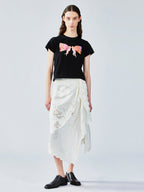 Openwork angel embroidery wrap skirt