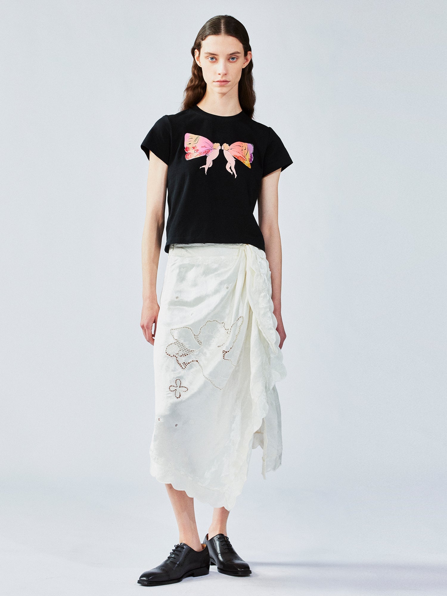 Openwork angel embroidery wrap skirt