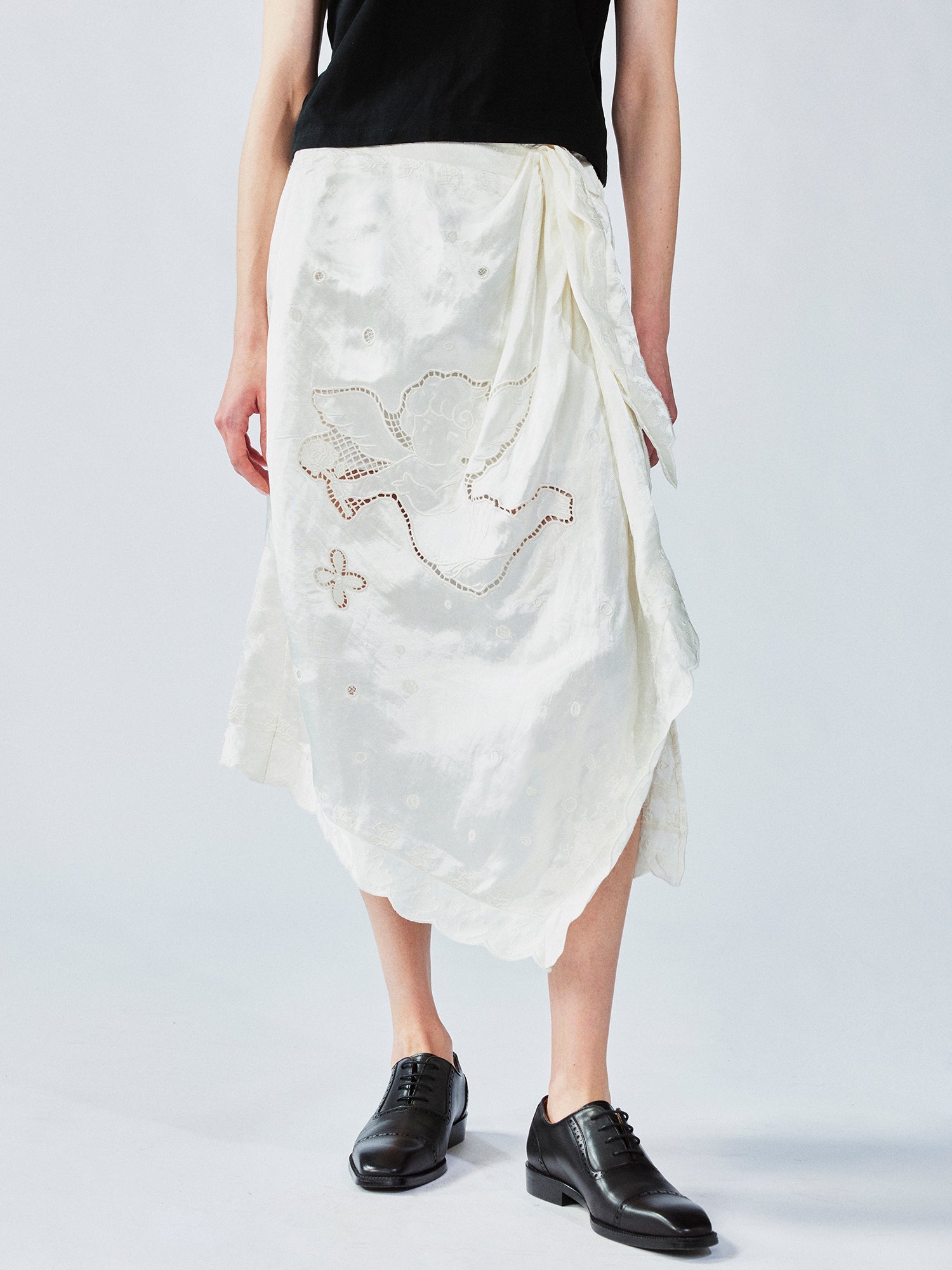Openwork angel embroidery wrap skirt