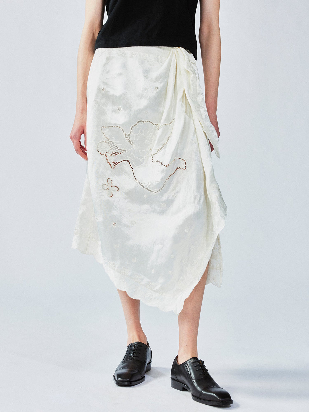 Openwork angel embroidery wrap skirt