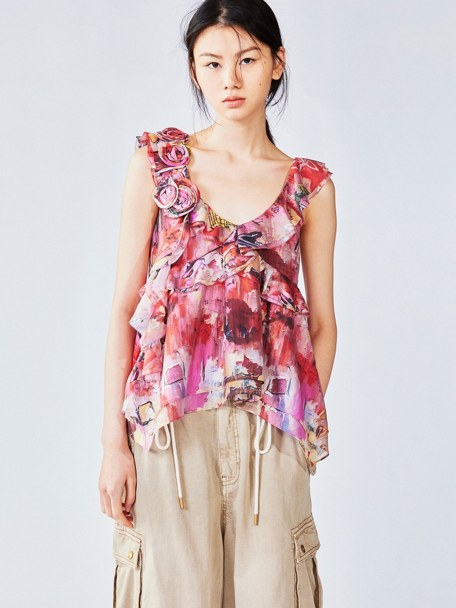 Graffiti 3D flower camisole