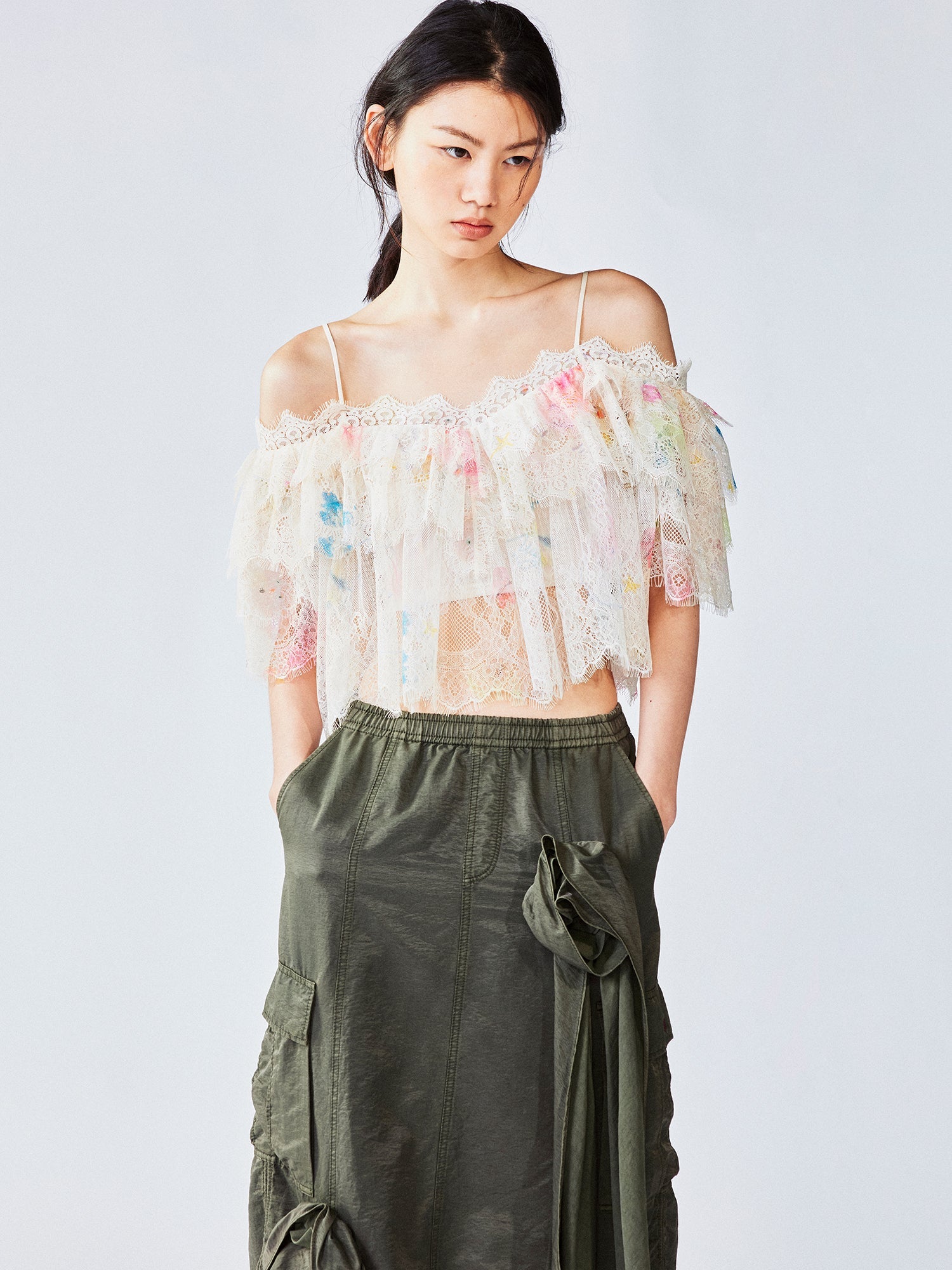 Dreamy graffiti lace camisole