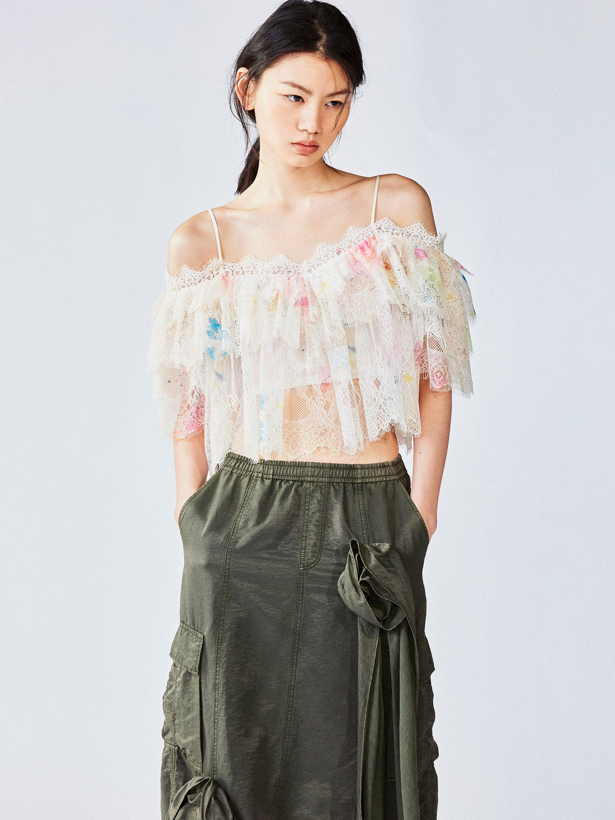 Dreamy graffiti lace camisole