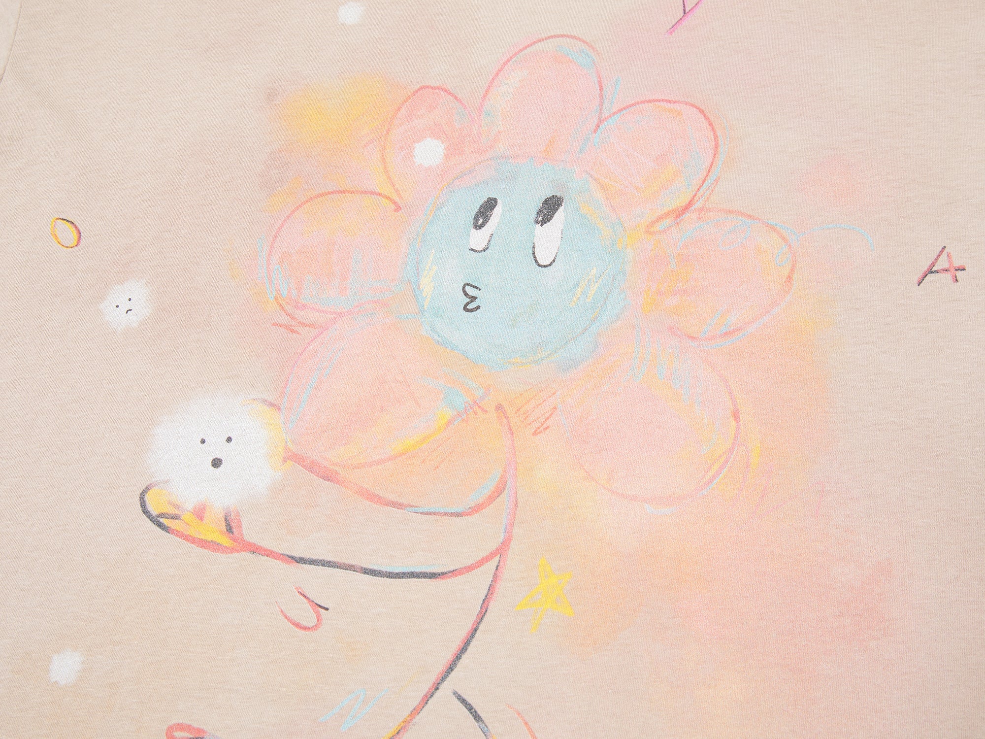 Lace layered dandelion print tee