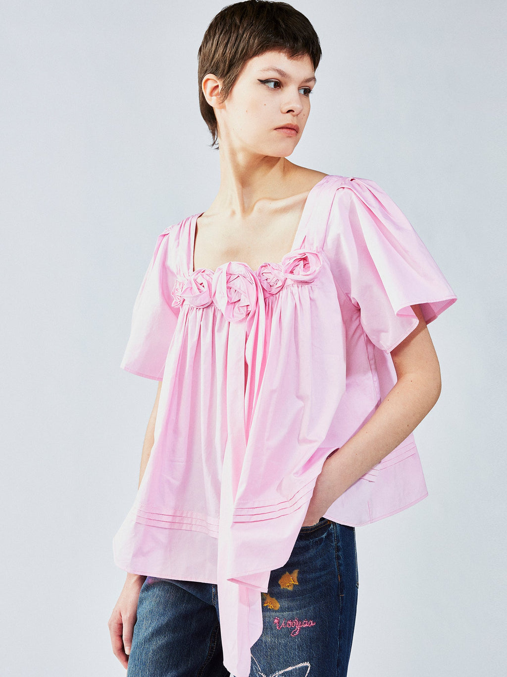 3D flower doll blouse