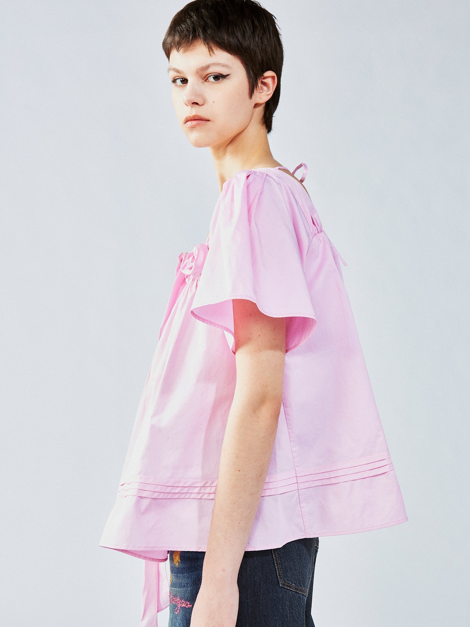 3D flower doll blouse