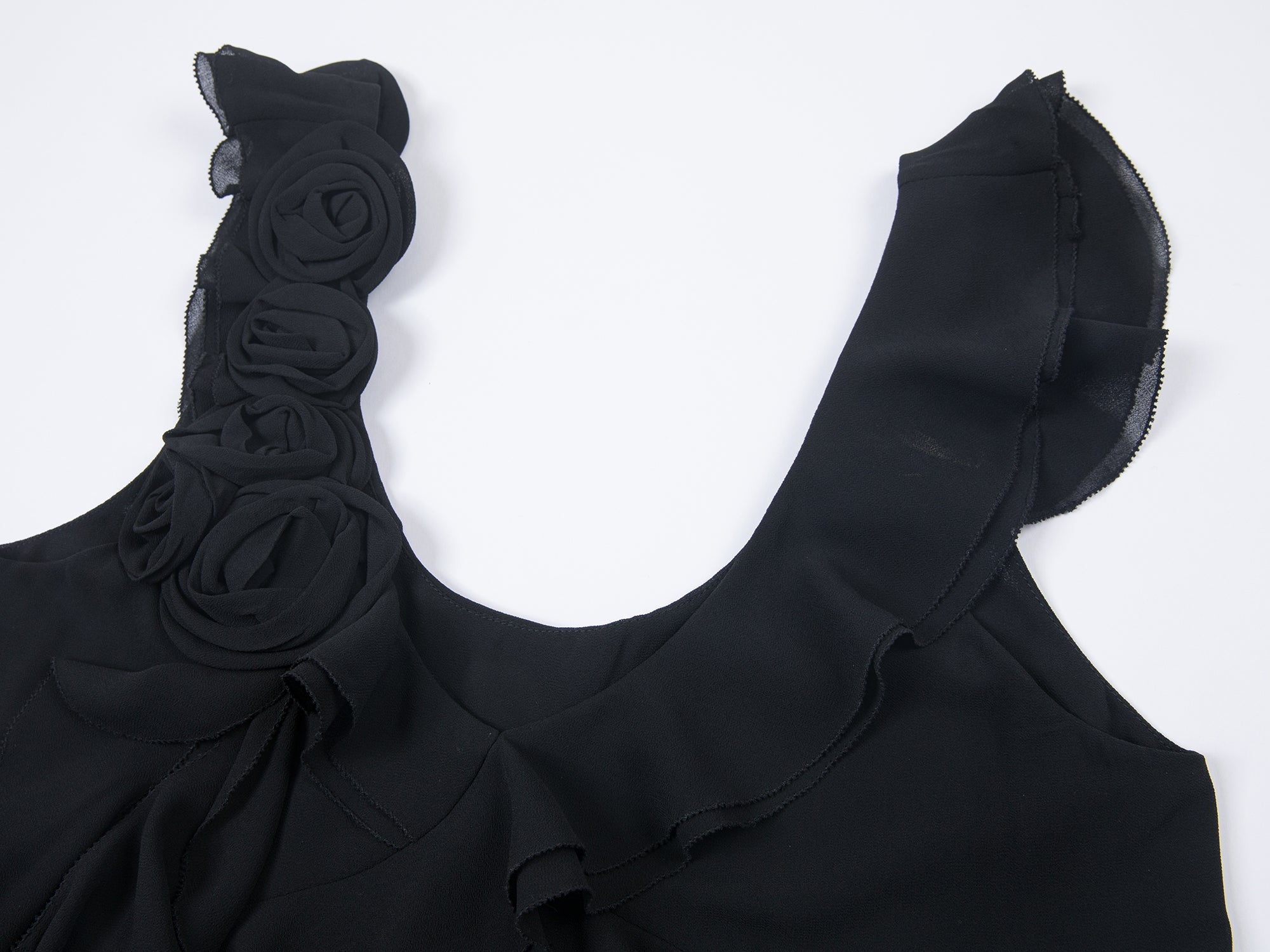 Asymmetric 3D flower camisole dress