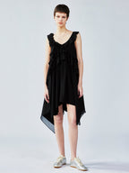 Asymmetric 3D flower camisole dress