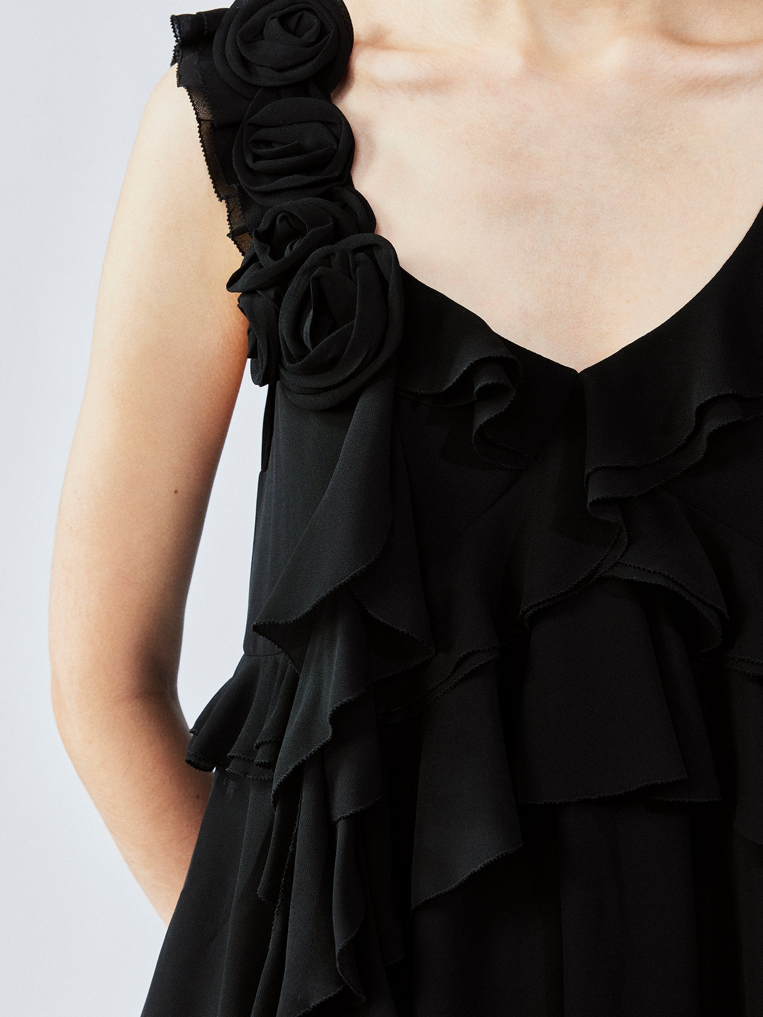 Asymmetric 3D flower camisole dress