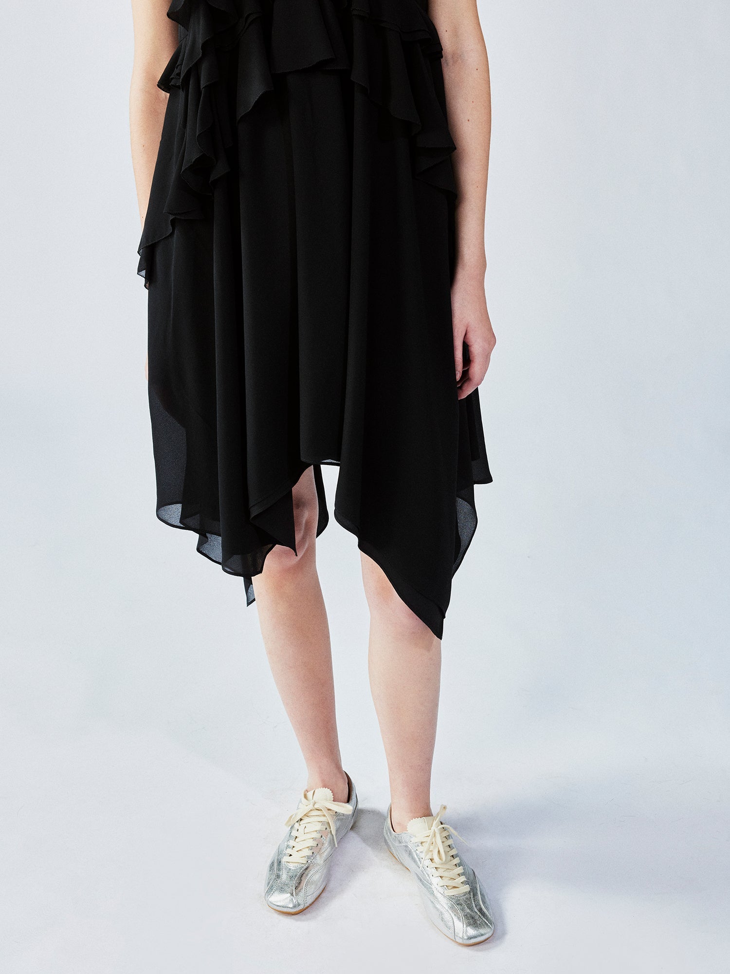 Asymmetric 3D flower camisole dress