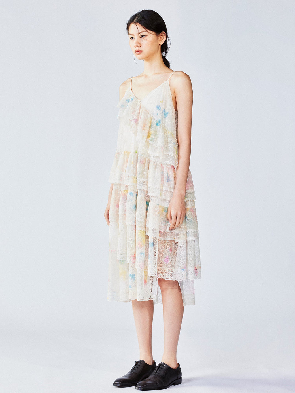Dream graffiti lace tiered dress