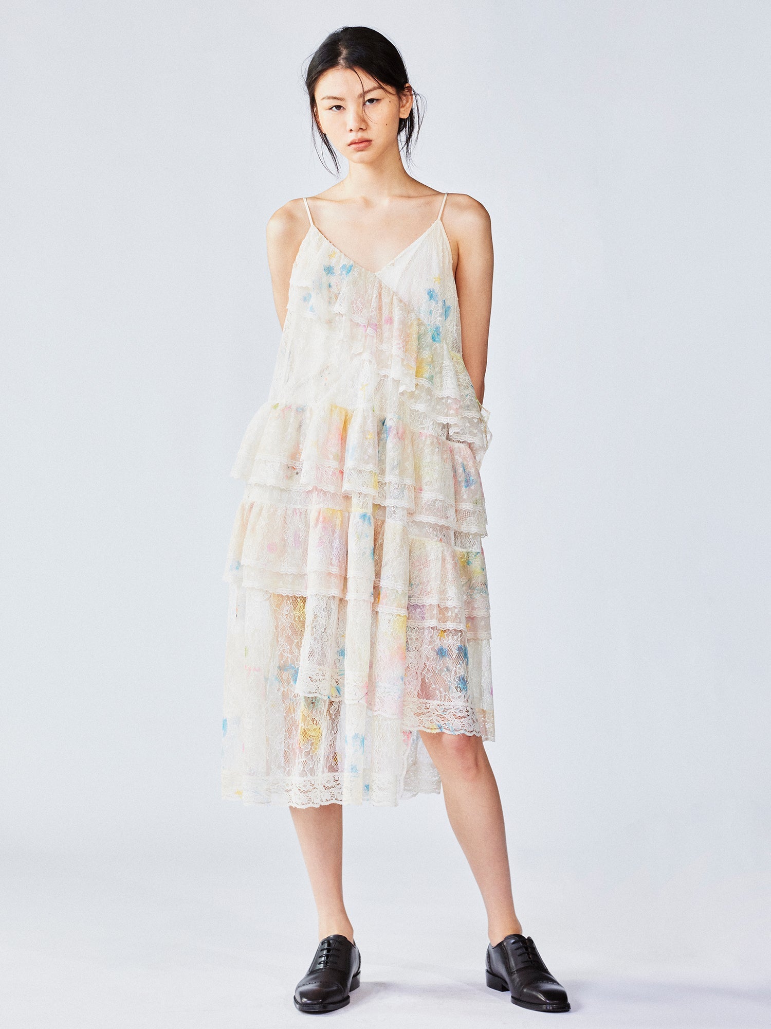 Dream graffiti lace tiered dress