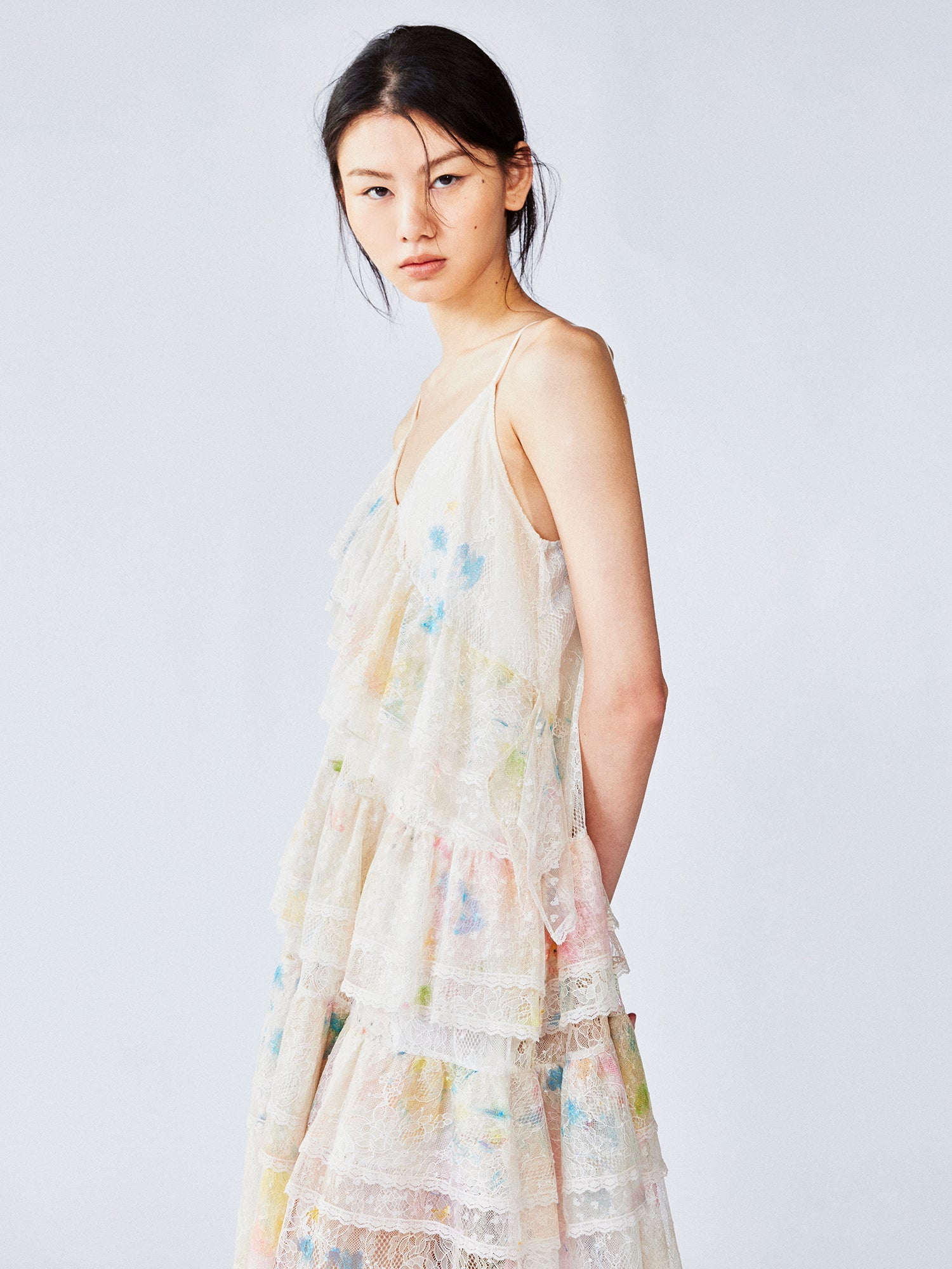 Dream graffiti lace tiered dress