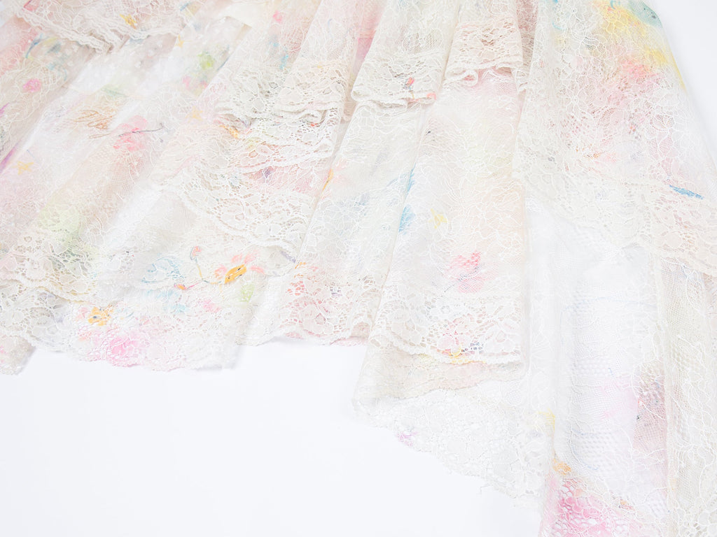 Dreamy graffiti lace tiered skirt