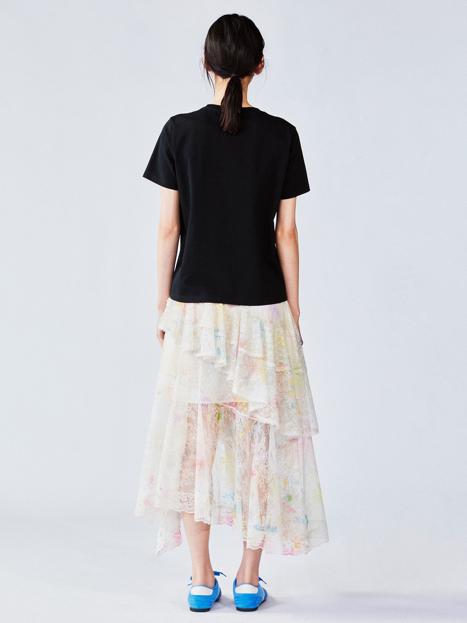 Dreamy graffiti lace tiered skirt