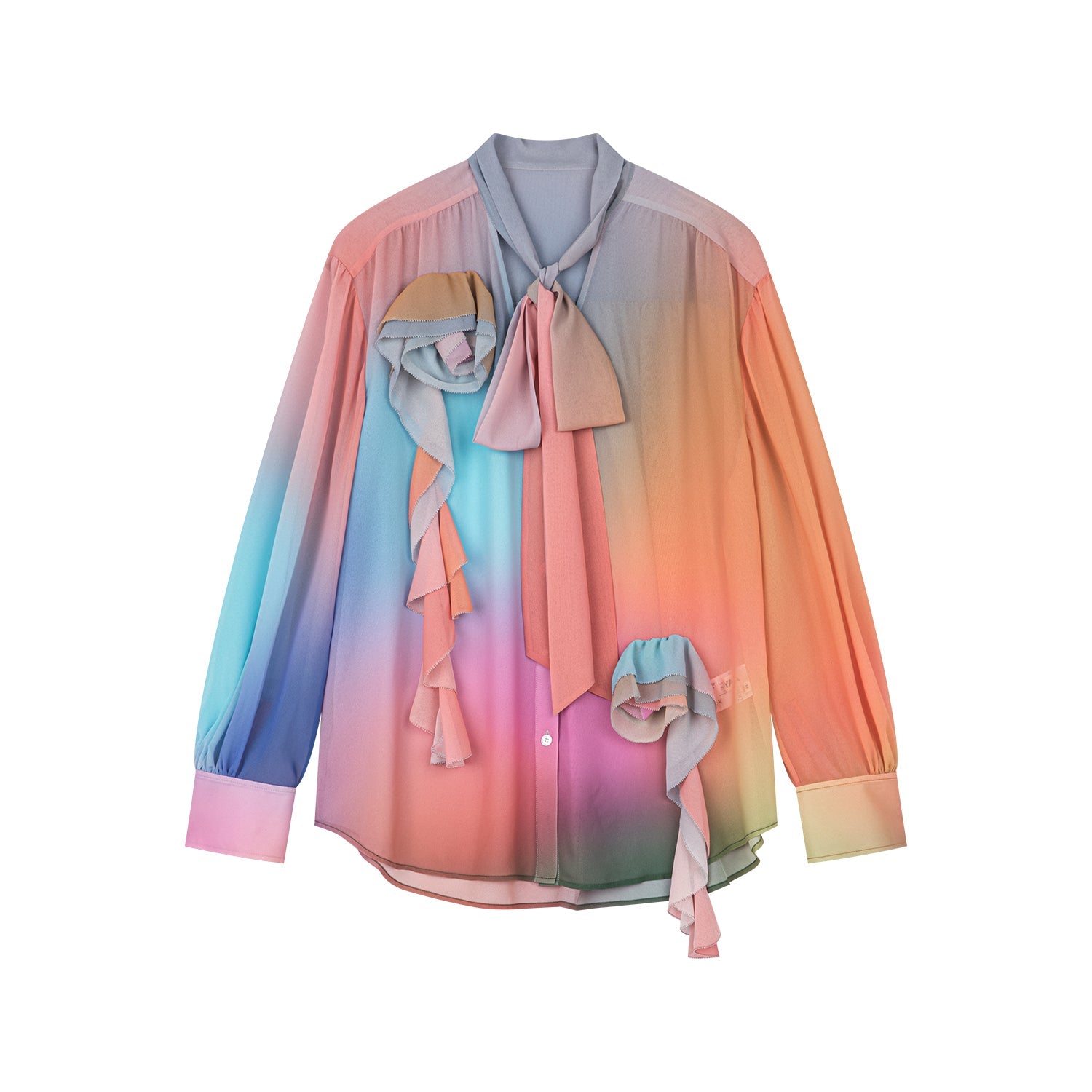 Dreamy light 3D appliqué tie blouse